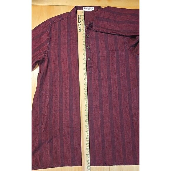 Fabindia Kurta Mens Size XS Red Striped 100% Cotton Pockets - Picture 6 of 10